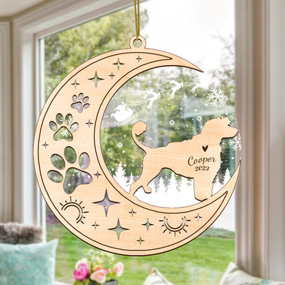 Netecom Portuguese Water Dog Memorial Suncatcher, Personalized Portuguese Water Christmas Ornament, Bereavement Gifts for Loss of Pet, Dog Death Sympathy Gifts Pet Loss Sun Catchers, Dog Grief Gift