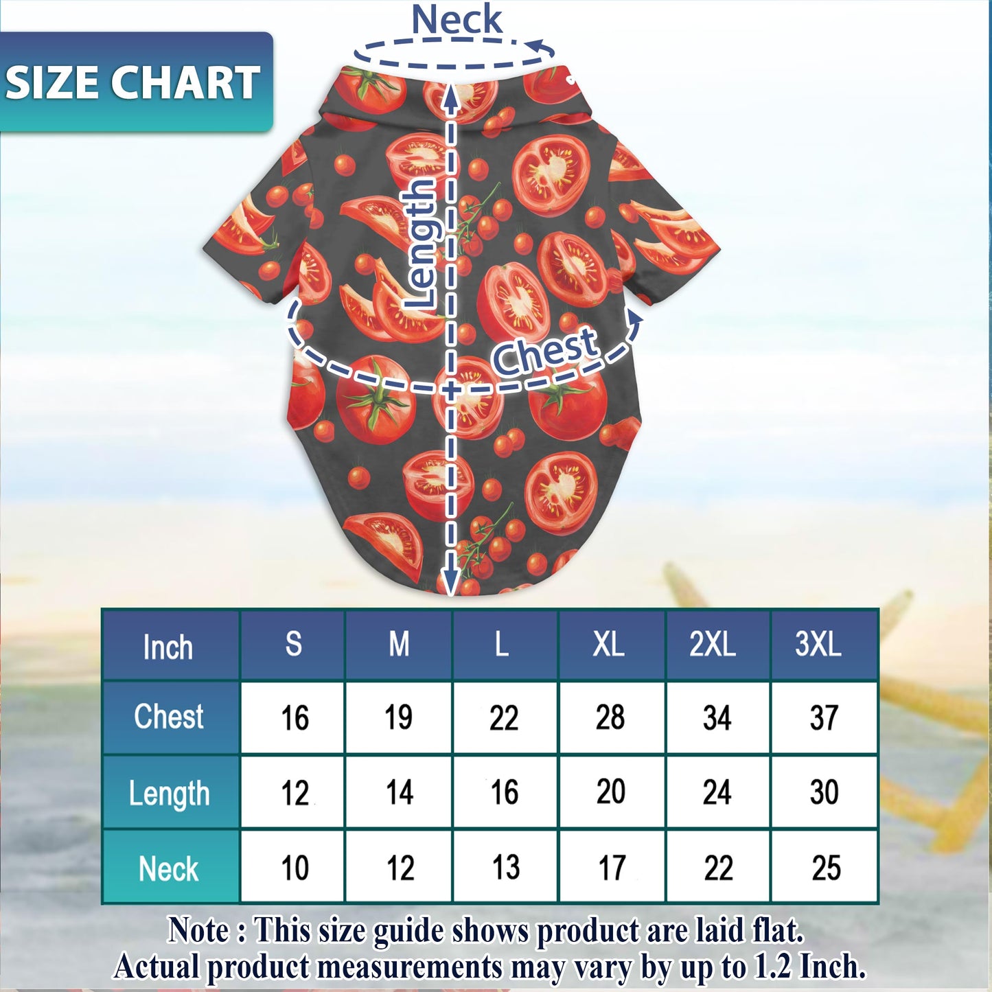 Netecom Matching Tomato Print Hawaiian Shirt for Dog and Owner, Aloha Summer Shirt, Tomato Pattern Button Down Outfit for Pet and Human, Beach Vacation Casual Wear