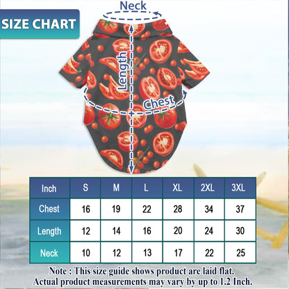 Netecom Matching Tomato Print Hawaiian Shirt for Dog and Owner, Aloha Summer Shirt, Tomato Pattern Button Down Outfit for Pet and Human, Beach Vacation Casual Wear