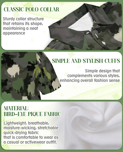 Buffalo Camouflage 3D Polo Shirt for Men – Rustic Wildlife Hunting Style | Netecom