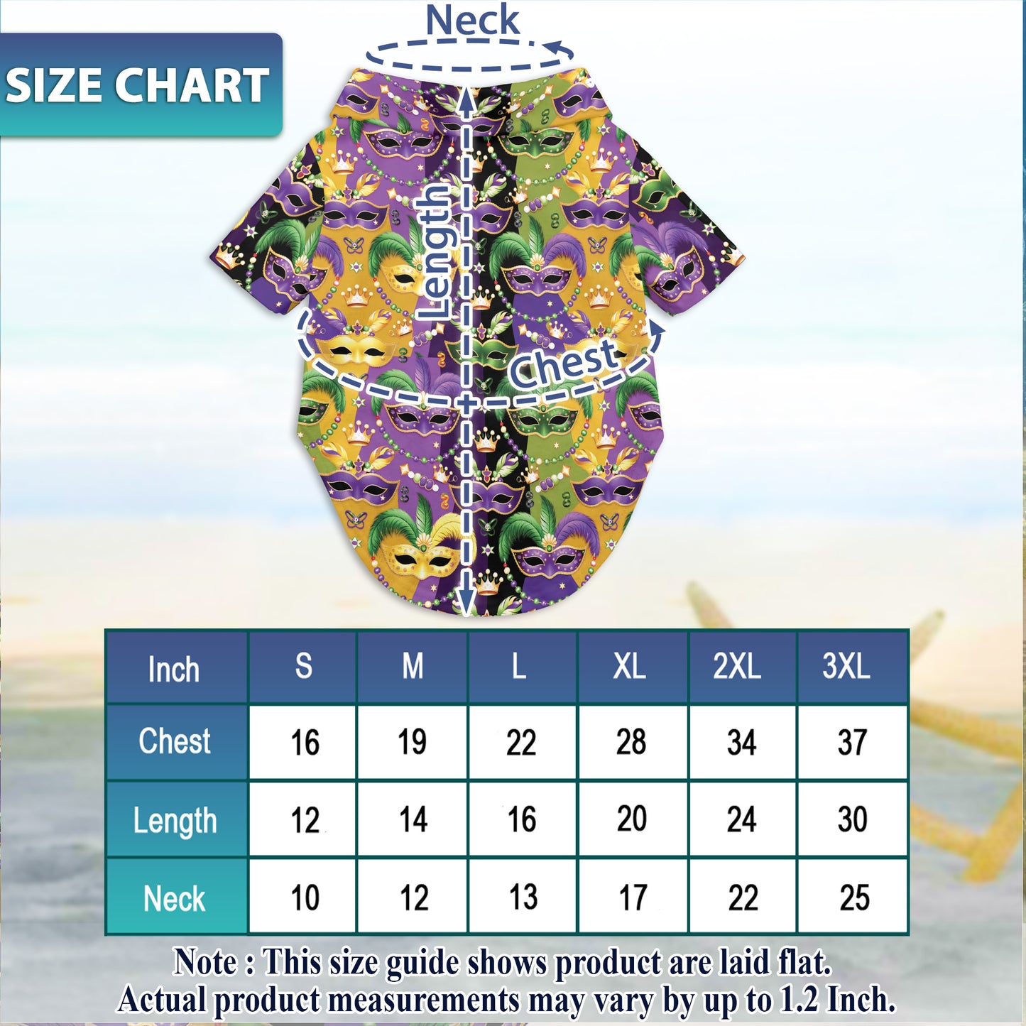 Netecom Matching Mardi Gras Mask Aloha Hawaiian Shirt for Dog and Owner, Colorful Festival Summer Shirt, Casual Button Down Wear for Pet and Human, Beach Vacation Outfit