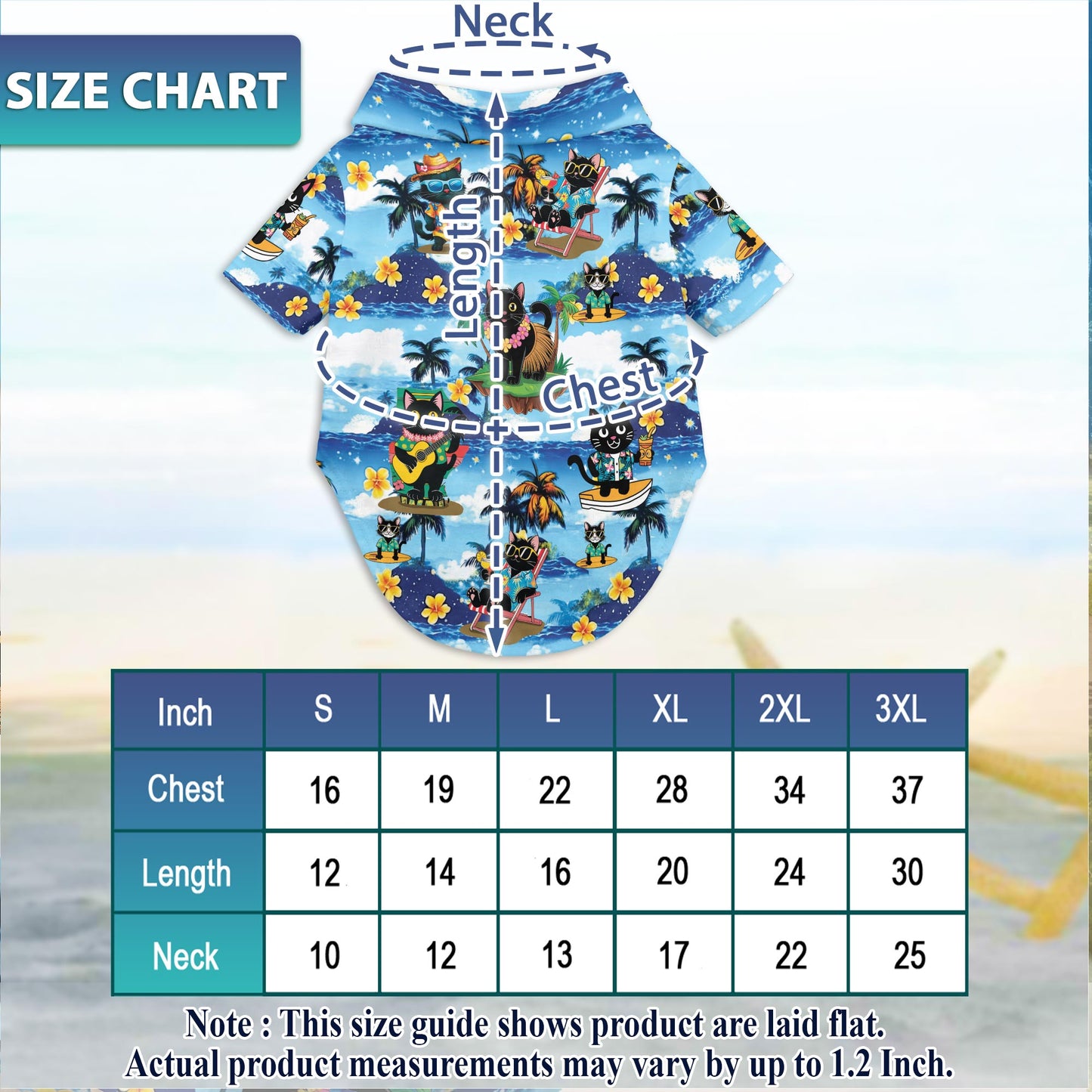 Netecom Matching Black Cat Beach Hawaiian Shirt for Dog and Owner, Aloha Summer Shirt, 3D Cat Print Outfit for Pet and Human, Beach Vacation Casual Wear