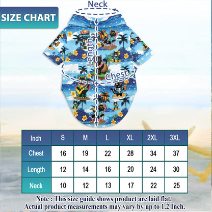 Netecom Matching Black Cat Beach Hawaiian Shirt for Dog and Owner, Aloha Summer Shirt, 3D Cat Print Outfit for Pet and Human, Beach Vacation Casual Wear