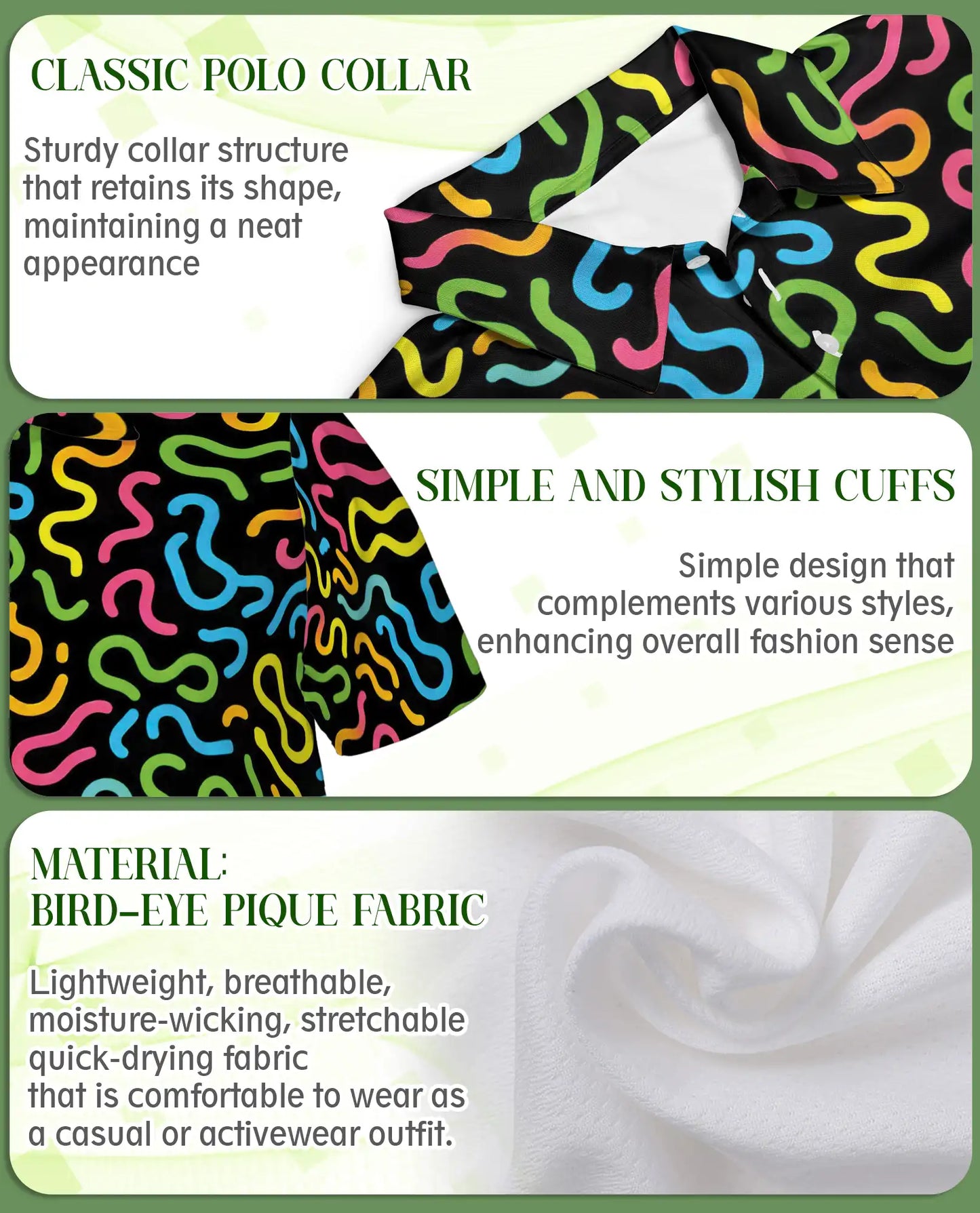 Retro Memphis Pattern Polo Shirt for Men-Colorful Abstract Style | Netecom