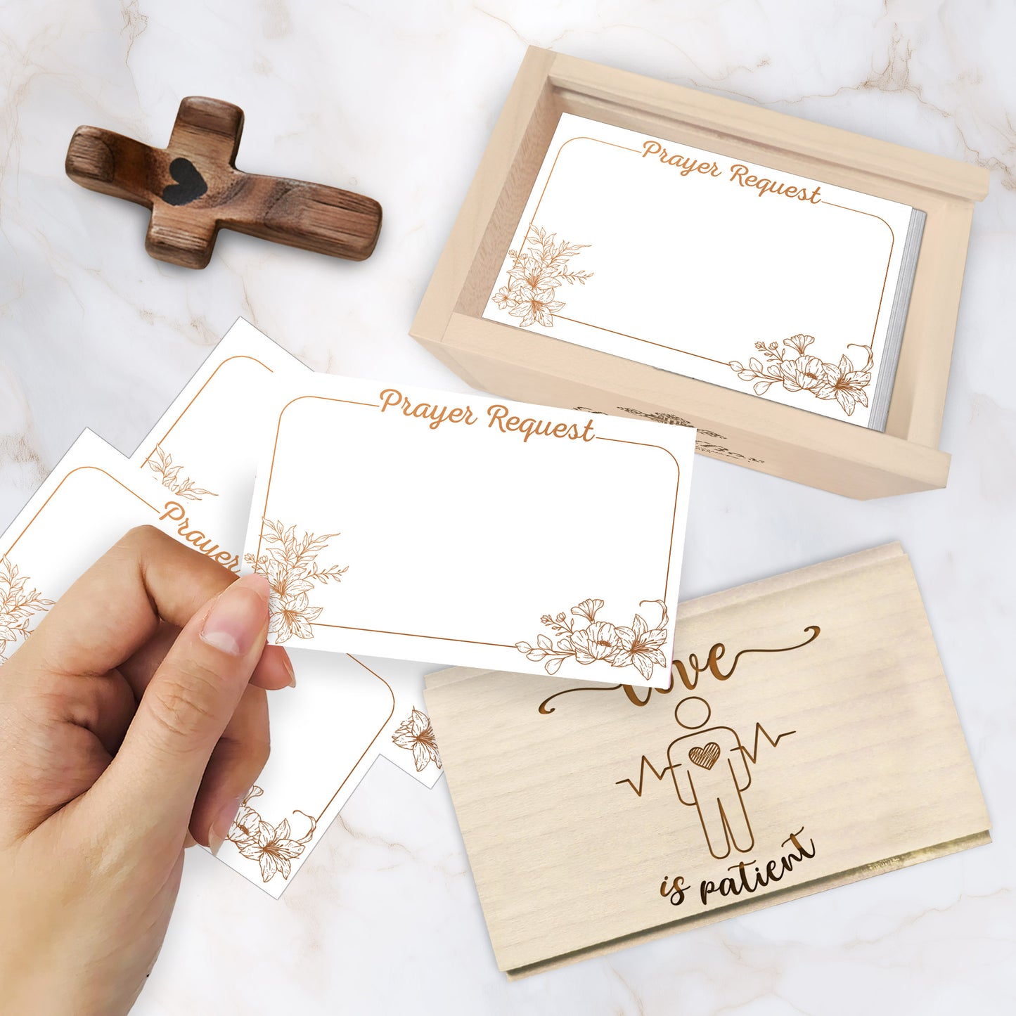 Netecom Valentine’s Day Gift for Couples – Personalized Prayer Box with 100 Prayer Request Cards & Wooden Cross, Christian Love Gift