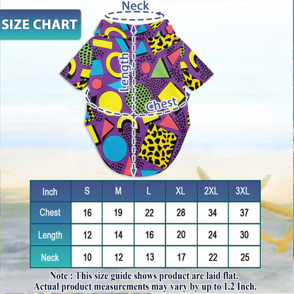 Matching Dog and Owner 80s Retro Hawaiian Shirts – Colorful Geometric Summer Beach Outfit