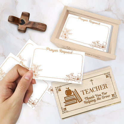 Netecom Personalized Teacher Prayer Box with Custom Name on Box & Cross, Christian Appreciation Gift with 100 Prayer Request Cards, Faith Gift for Teachers