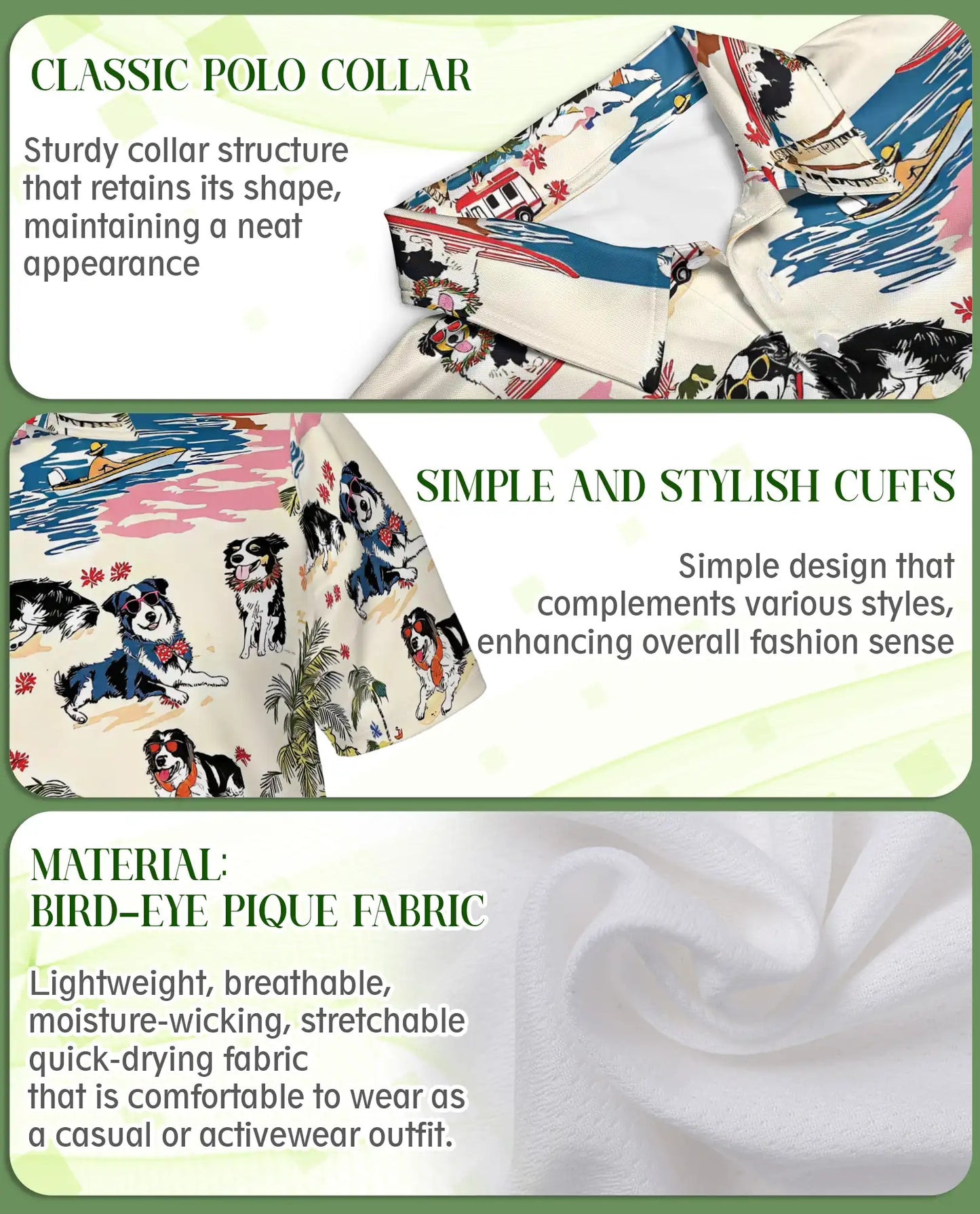 Australian Shepherd Dog Polo Shirt – Tropical Beach Print | Netecom