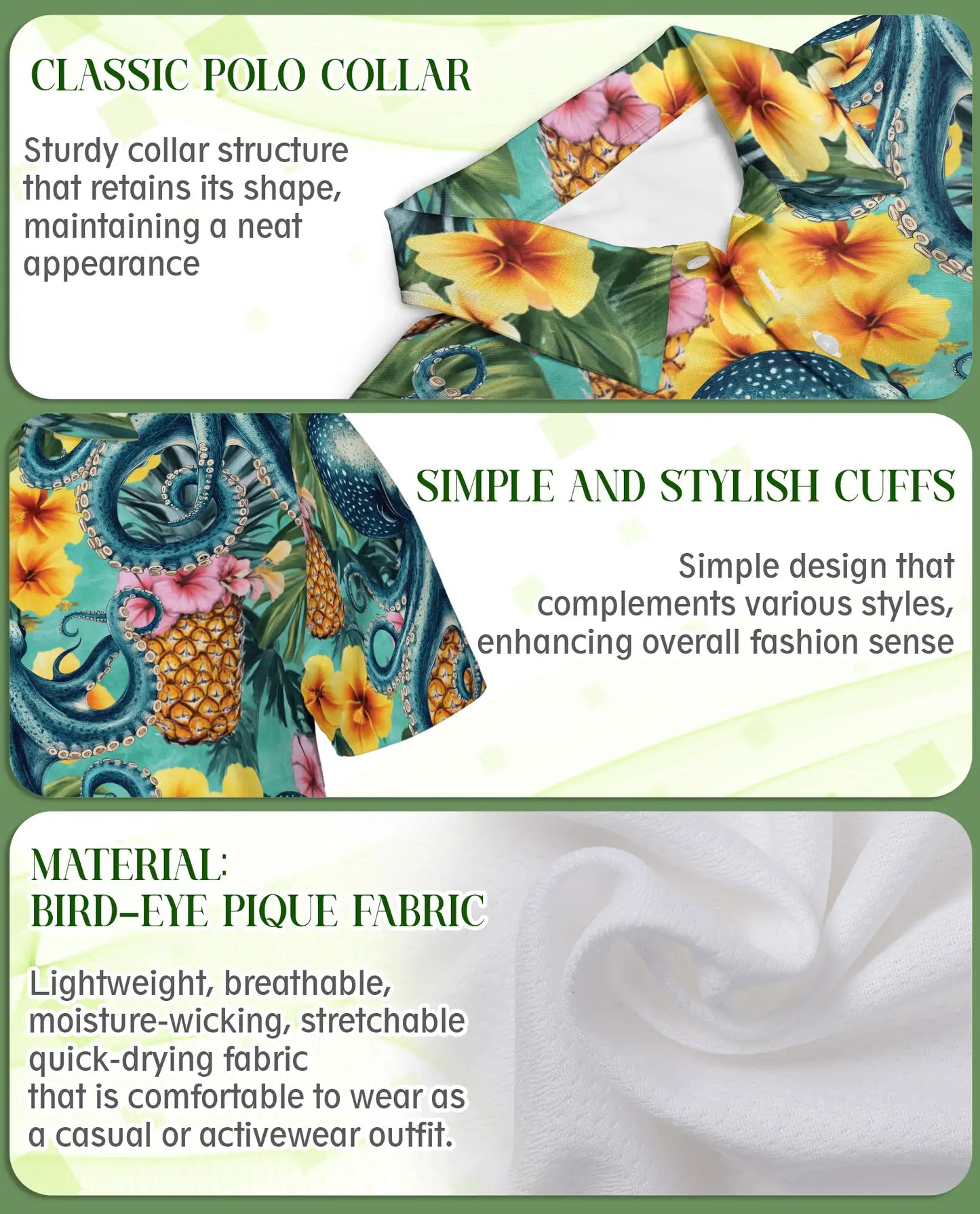 Octopus Tropical Pineapple Polo Shirt | Netecom