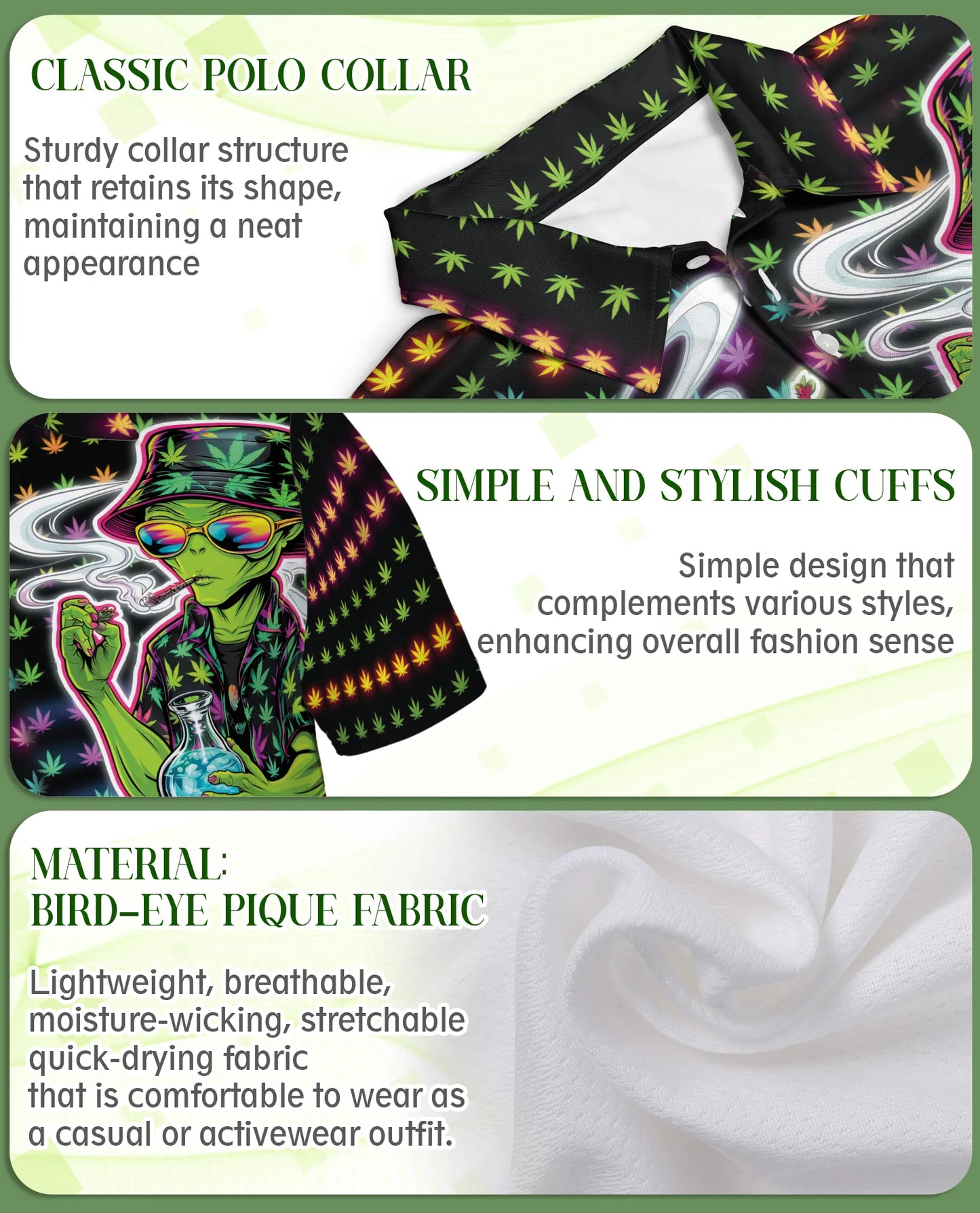 Funny Alien Neon 3D Polo Shirt for Men – Psychedelic Space Style | Netecom