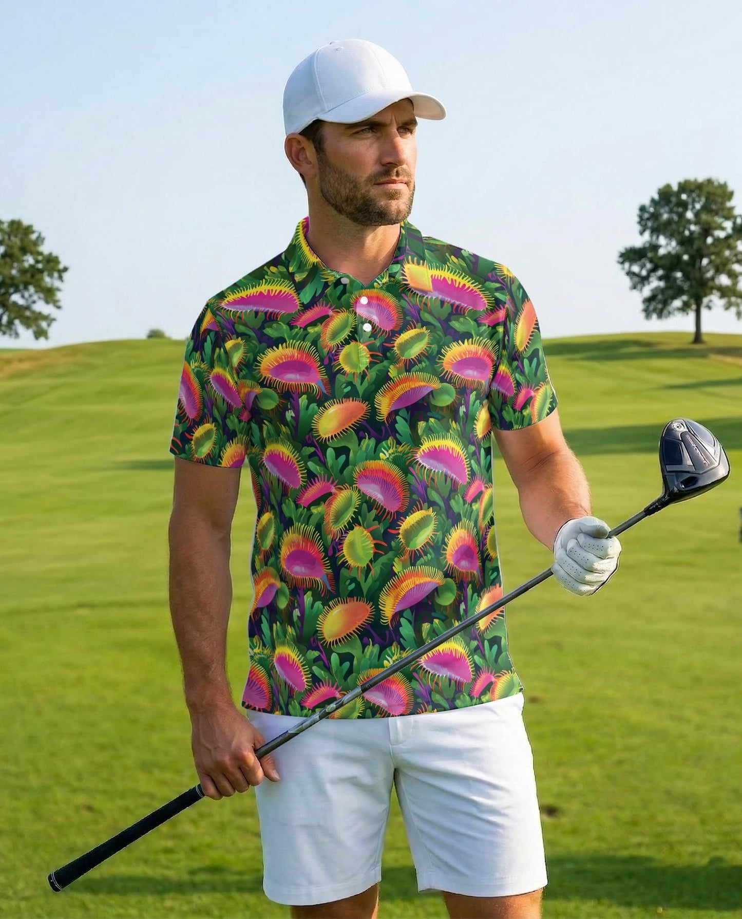 Venus Flytrap Polo Shirt for Men – Carnivorous Plant Art | Netecom