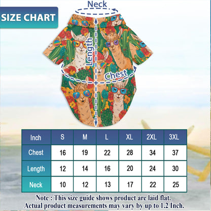 Netecom Matching Llamazing Tropical Llama Hawaiian Shirt for Dog and Owner, Aloha Summer Shirt, Llama Print Outfit for Pet and Human, Beach Vacation Casual Wear