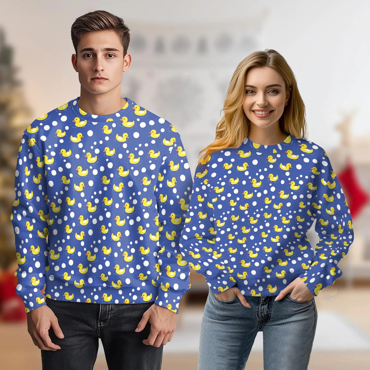 Rubber Ducks and Bubbles Sweatshirt, 3D All Over Print Cute Bath Duck Crewneck Pullover for Men Women, Duck Lover Gift - Netecom