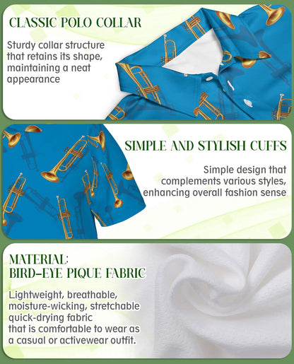 Trumpet Music Hawaiian 3D Polo Shirt for Men | Netecom