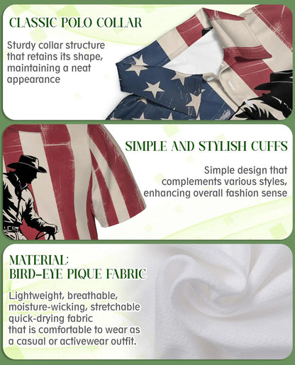 American Rodeo Polo Shirt for Men – USA Flag Western Style | Netecom