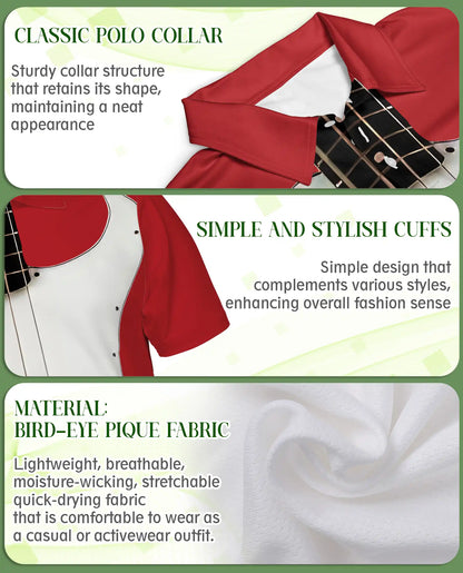 Red Bass Guitar 3D Polo Shirt for Men – Rock Music Instrument Style | Netecom