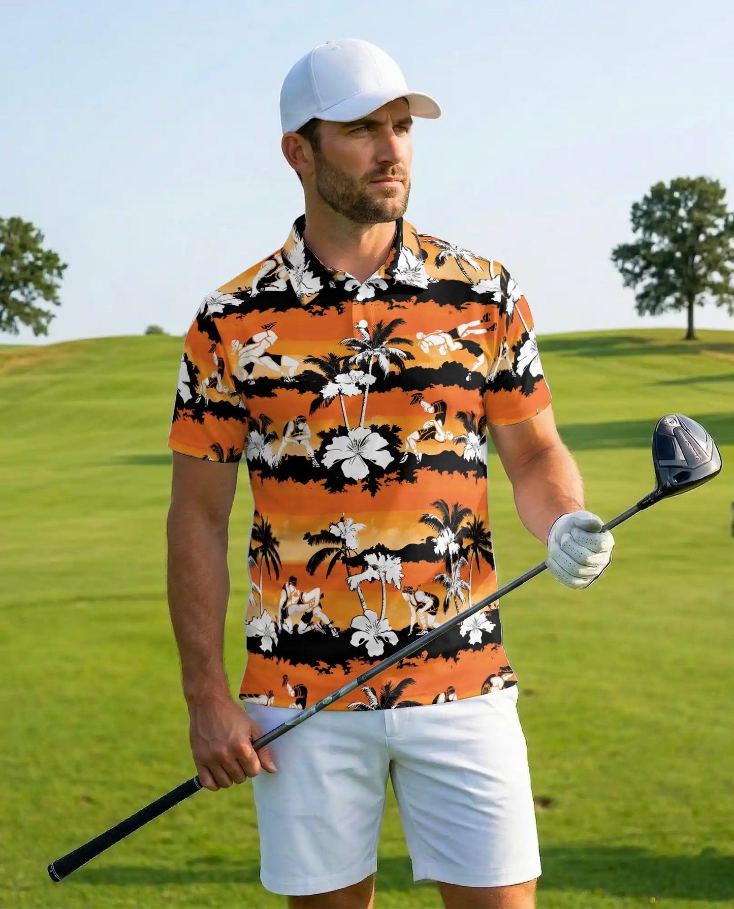 Beach Volleyball Polo Shirt - Tropical Sunset Island Style | Netecom