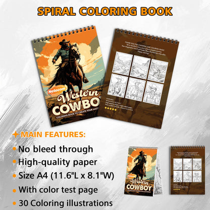 Western Cowboy Spiral Bound Coloring Book, Rugged Western Scenes for a Cowboy Adventure, Great for Fans of the Old West and Americana