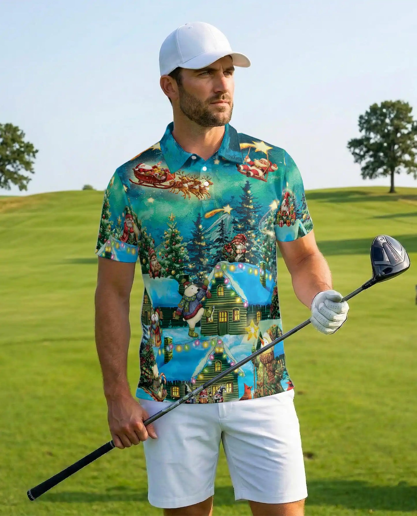Christmas Holiday Polo Shirt for Men – The Magical Night Design | Netecom