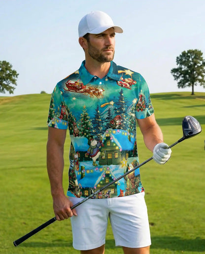 Christmas Holiday Polo Shirt for Men – The Magical Night Design | Netecom