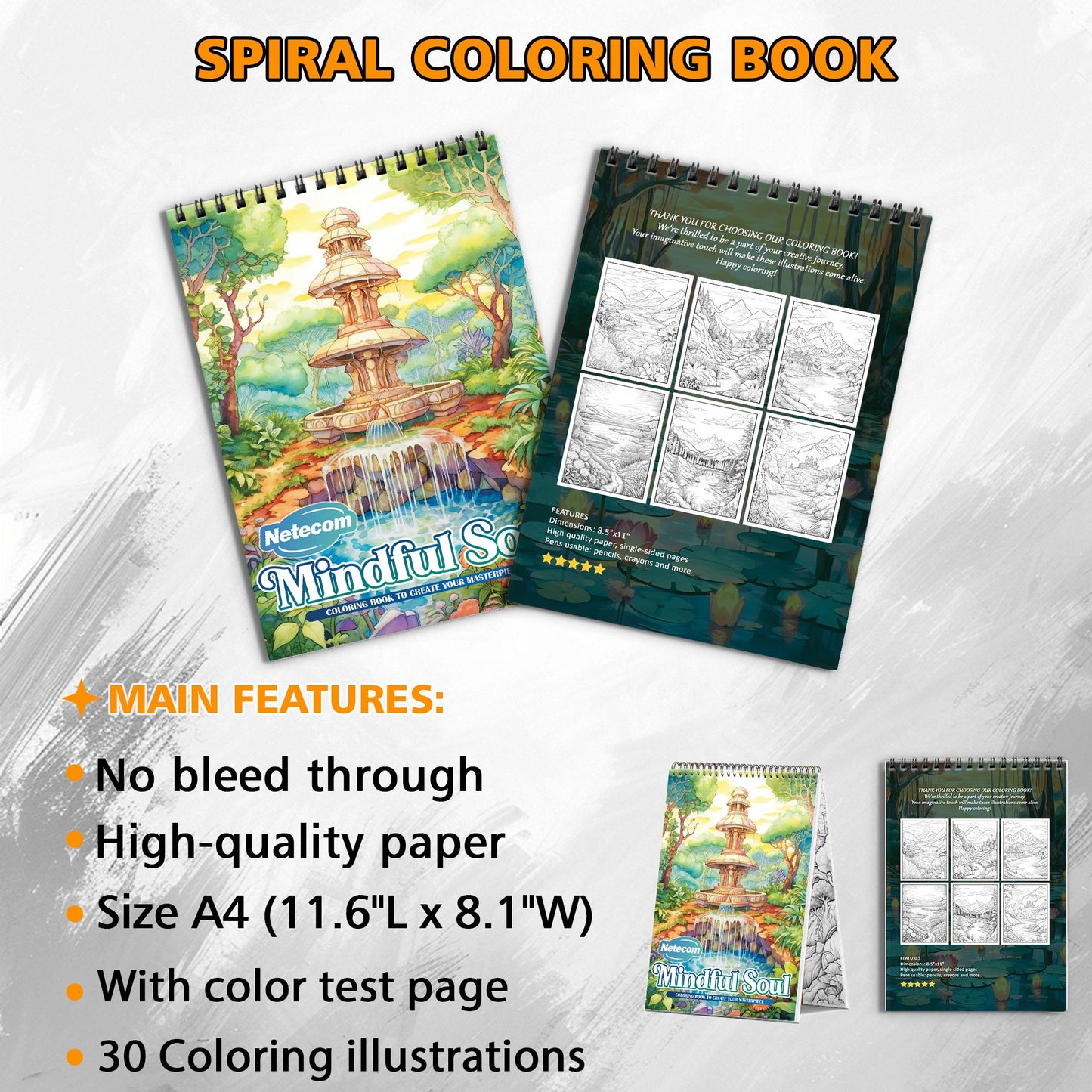 Mindful Soul Spiral Bound Coloring Book, Mindful Designs for Inner Peace and Creativity, Ideal for Those Seeking Calm and Artistic Meditation