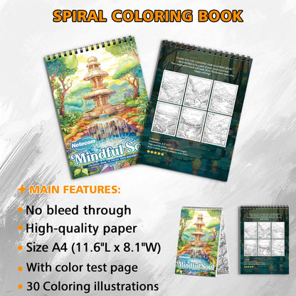 Mindful Soul Spiral Bound Coloring Book, Mindful Designs for Inner Peace and Creativity, Ideal for Those Seeking Calm and Artistic Meditation