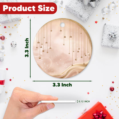 Netecom Elegant Pink Baubles Christmas Ornaments, Ceramic Hanging Balls with Glitter Keepsake Ornament for Xmas Tree Decorations, Gifts for Holiday, Party, Home Decor
