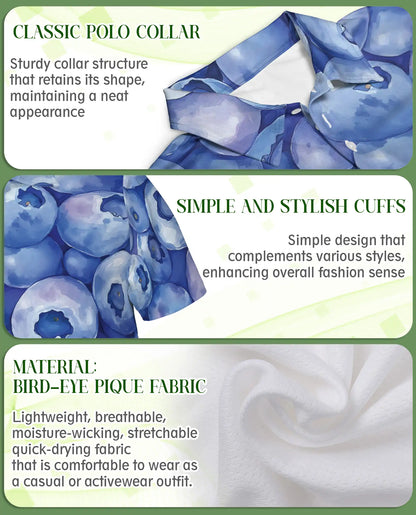Blueberry Patten Polo Shirt For Men – Summer Fruit Print | Netecom