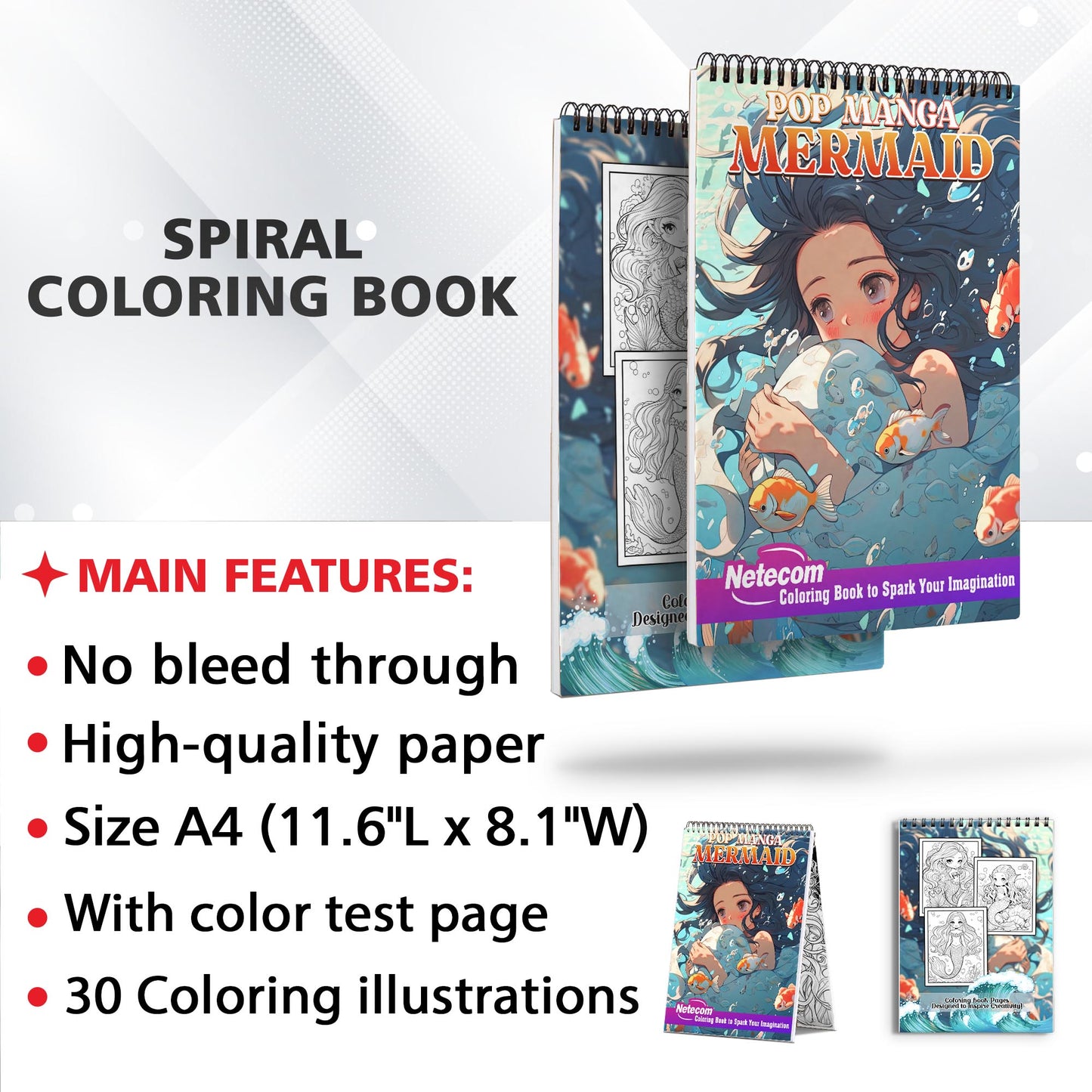 Pop Manga Mermaid Spiral Bound Coloring Book, Unleash Your Artistic Talents in the Oceanic Adventure with 30 Charming Pop Manga Mermaid Coloring Pages for Coloring Enthusiasts to Embrace the Unique Style and Grace of Anime Mermaids