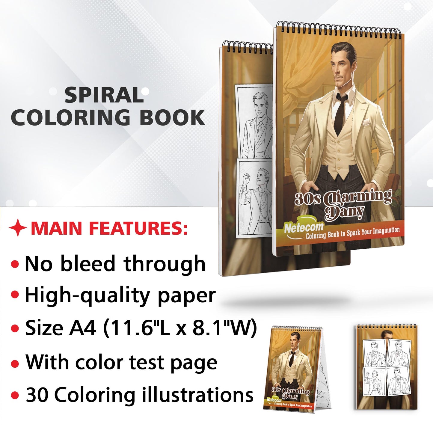 30s Charming Dany Spiral Bound Coloring Book, Capture the Essence of Dany's Charms with 30 Inspiring Coloring Pages, Creating a Timeless Gallery of Alluring Moments