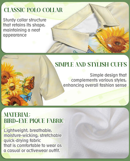 Sunflower Butterfly Polo Shirt – Floral Summer Style | Netecom