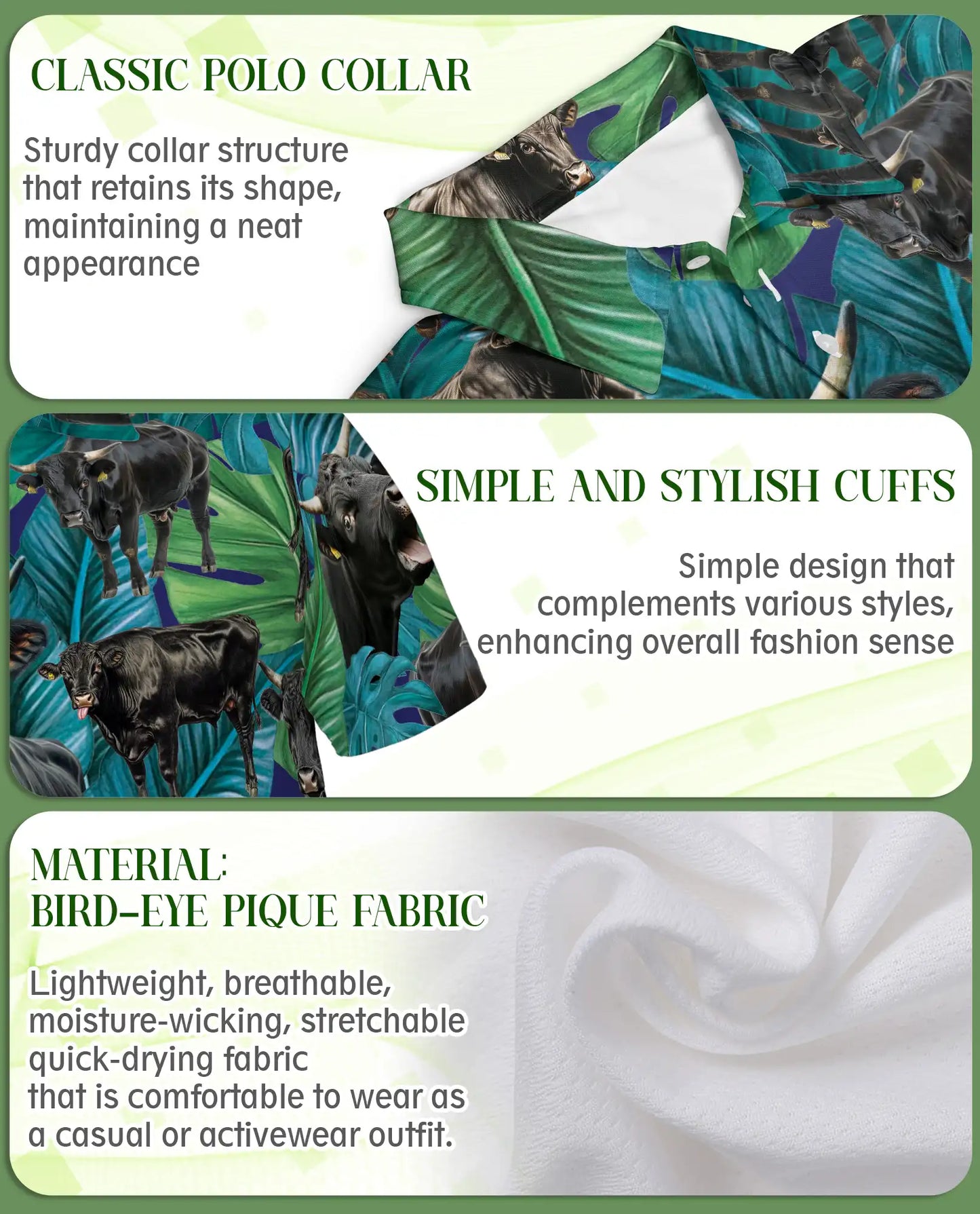 Tropical Black Bull Polo Shirt - Ranch Cattle Island Style | Netecom
