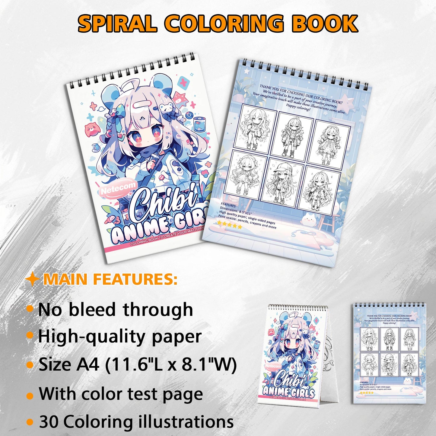 Anime Chibi Spiral Bound Coloring Book, Cute Anime Chibi Characters for a Kawaii and Fun Art Activity, Great for Anime Fans and Young Artists