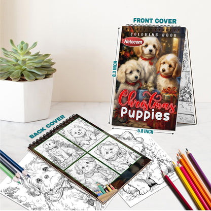 Netecom Christmas Puppies Spiral Bound Coloring Book For Adults