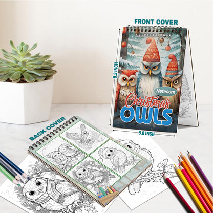 Netecom Christmas Owls Spiral Bound Coloring Book For Adults