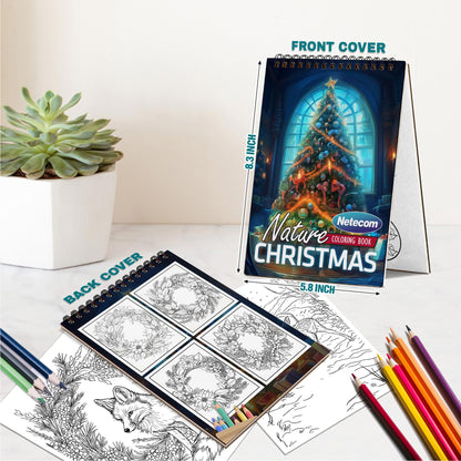 Netecom Christmas Nature Spiral Bound Coloring Book For Adults