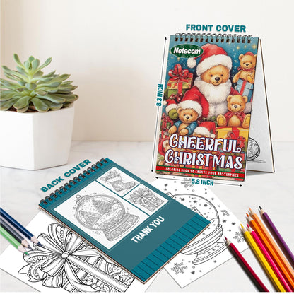 Netecom Cheerful Christmas Spiral Bound Coloring Book For Adults