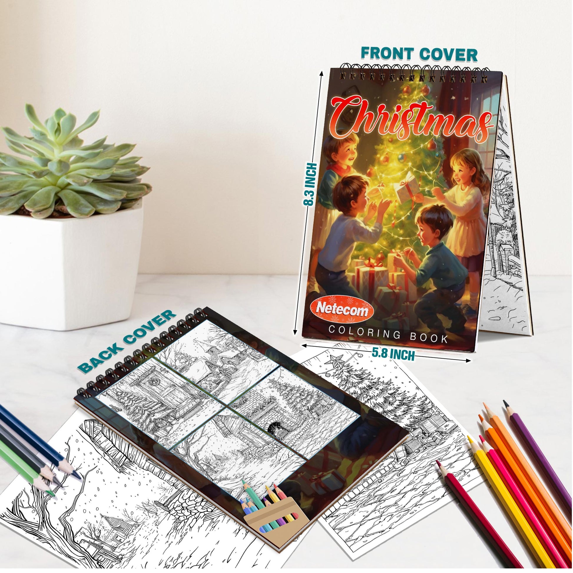 Netecom Christmas Spiral Bound Coloring Book For Adults