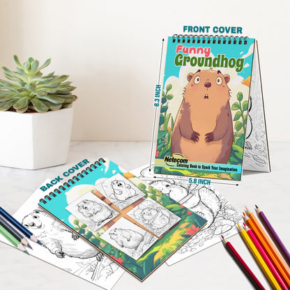 Netecom Funny Groundhog Spiral Bound Coloring Book For Adults