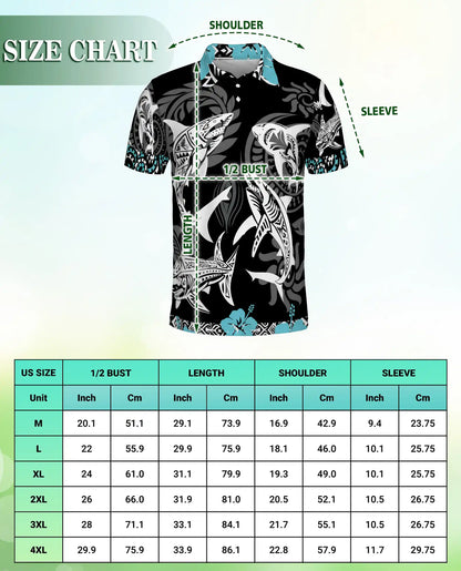 Tribal Shark Polo Shirt – Polynesian Ocean Art Design | Netecom