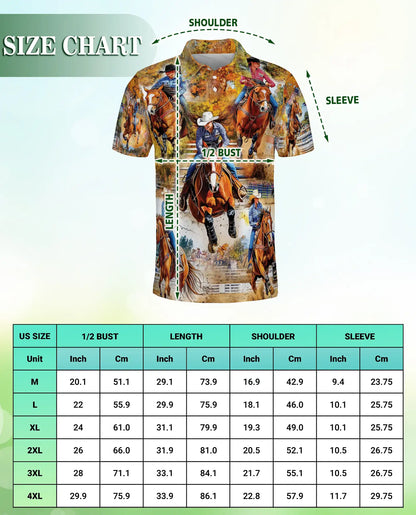 Barrel Racing 3D Polo Shirt for Men – Western Rodeo Cowboy Style | Netecom