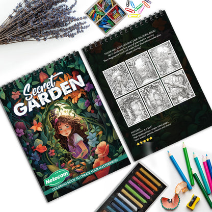 Secret Garden Spiral Bound Coloring Book, Enchanting Secret Garden Scenes for Relaxation, Ideal for Nature Lovers Seeking a Peaceful Artistic Retreat