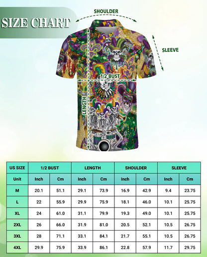 Mardi Gras Skull Jester Hawaiian Polo Shirt | Netecom