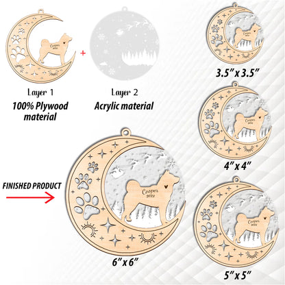 Netecom Akita Dog Memorial Suncatcher, Personalized Akita Christmas Ornament with Date Name, Bereavement Gifts for Loss of Pet, Dog Death Sympathy Gifts Pet Loss Sun Catchers, Dog Grief Gift