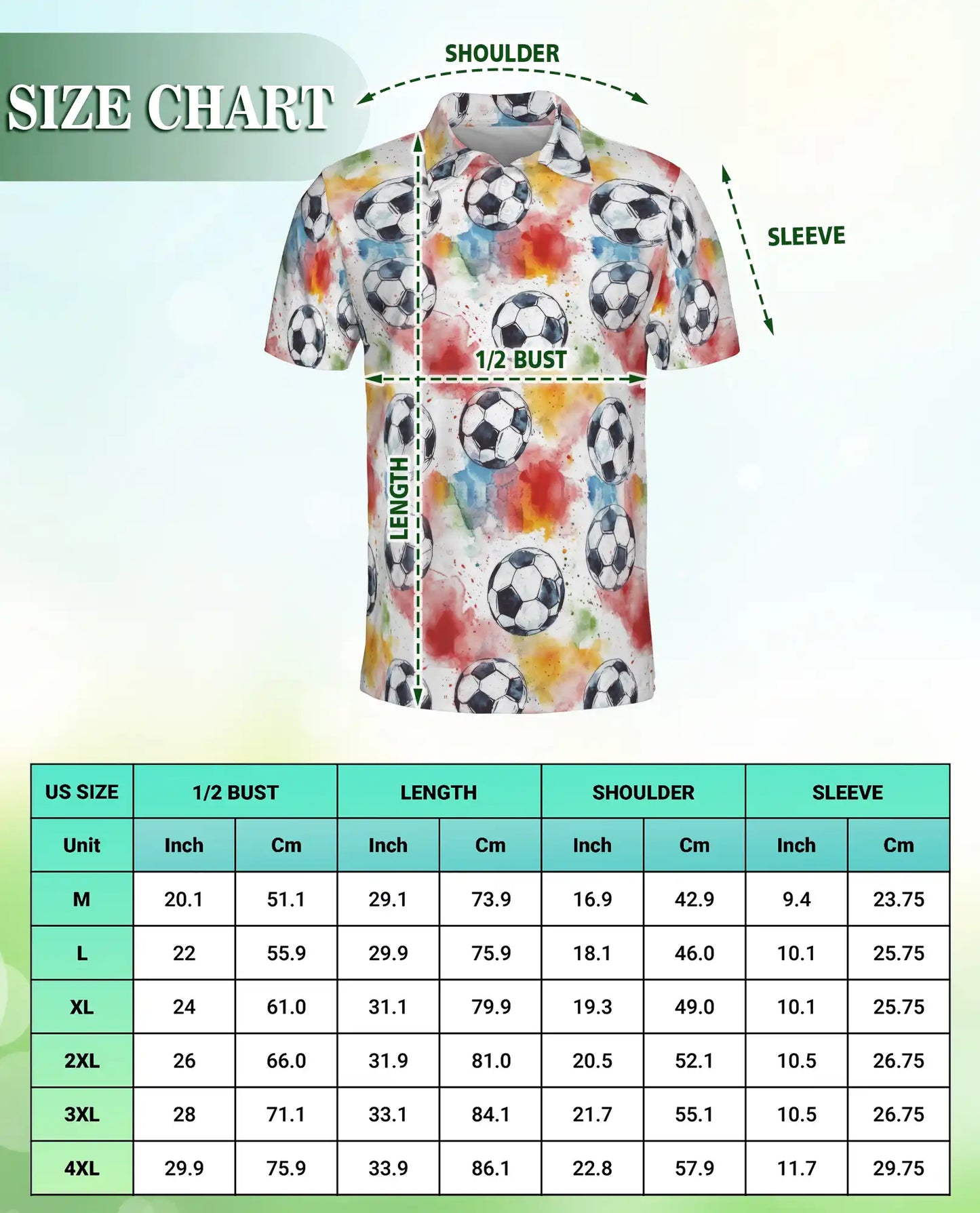 Watercolor Soccer Ball Polo Shirt -Colorful Sports Print | Netecom