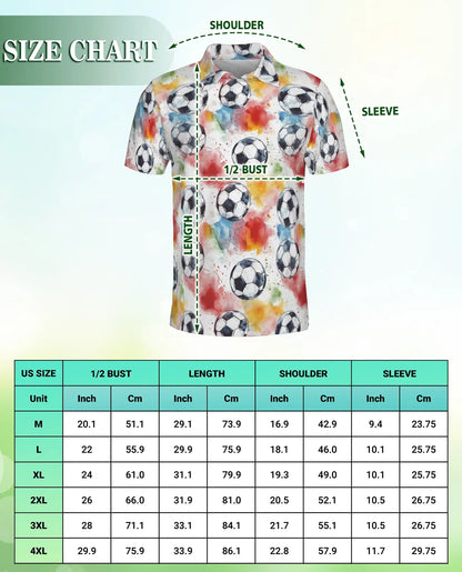 Watercolor Soccer Ball Polo Shirt -Colorful Sports Print | Netecom