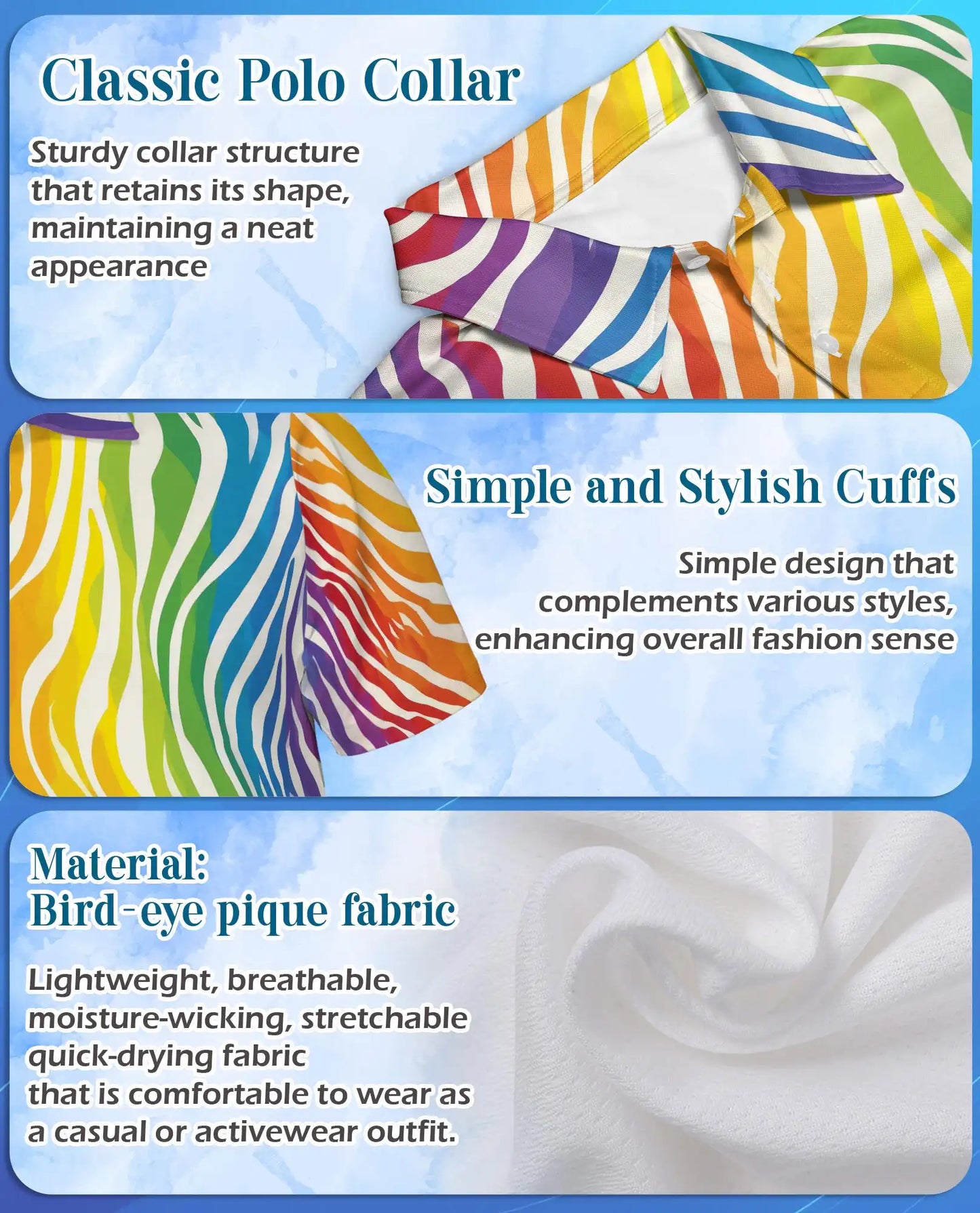Rainbow Wave Polo Shirt for Men – Colorful Summer Style | Netecom