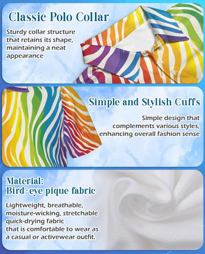 Rainbow Wave Polo Shirt for Men – Colorful Summer Style | Netecom
