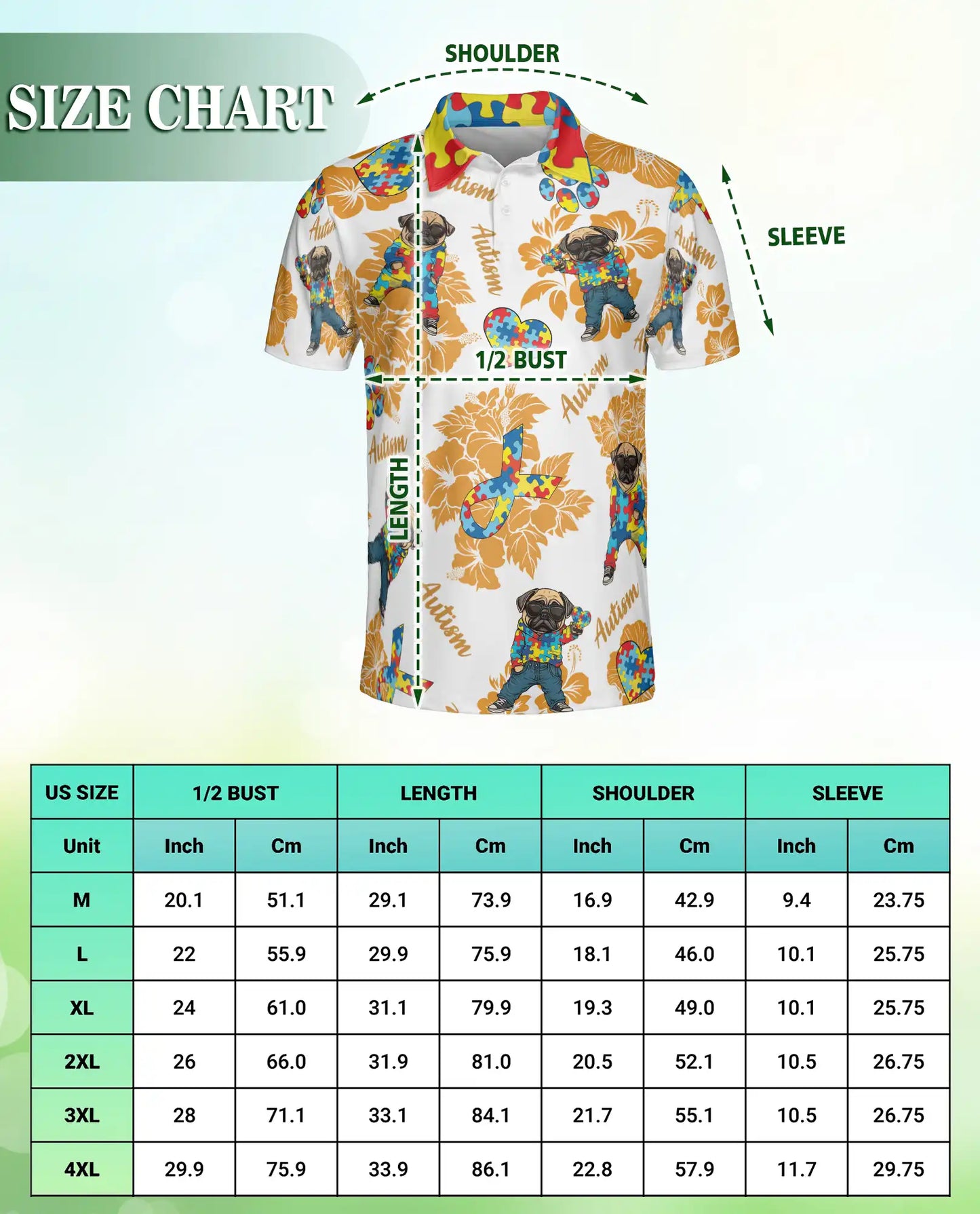 Autism Awareness Pug Polo Shirt – Puzzle Style | Netecom