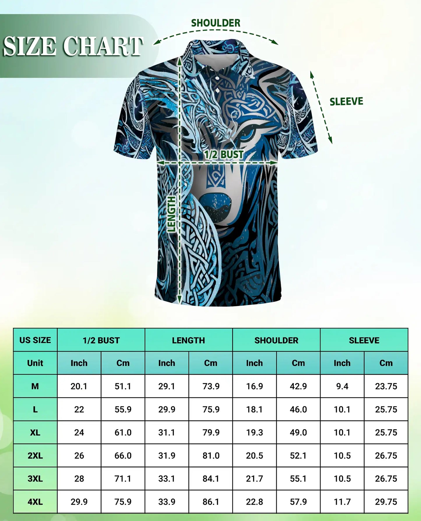 Wolf Tribal 3D Polo Shirt for Men – Nordic Celtic Animal Style | Netecom